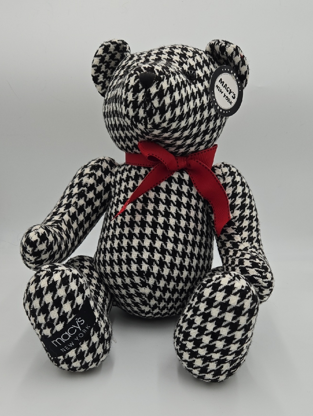 Gund Black and White Houndstooth Bear Exclusive For Macy's